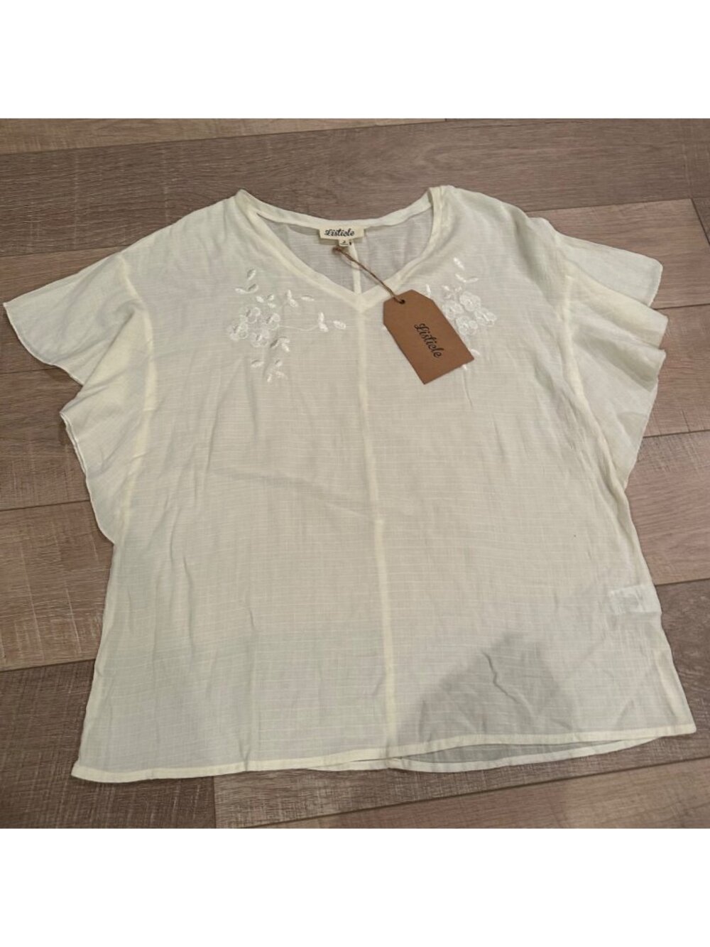 LISTICLE WOMENS WHITE SMALL BLOUSE COTTON EMBROIDERED
